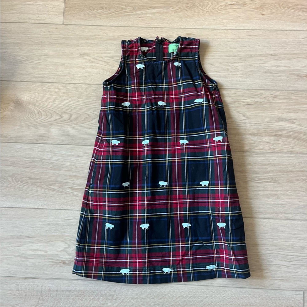 Castaway Nantucket Preppy Red and Green Plaid Dress with Pigs